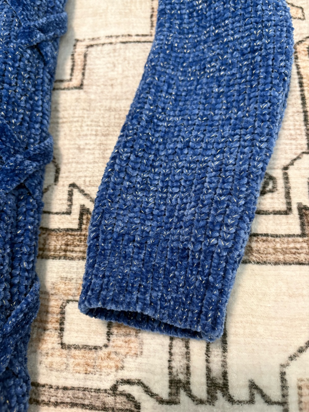 Girls Blue Knit Crewneck Sweater - Picture 3 of 7
